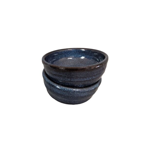Vintage redware bowls berry, rice, snack blue  set of 2 signed studio pottery 4 - Picture 3 of 8